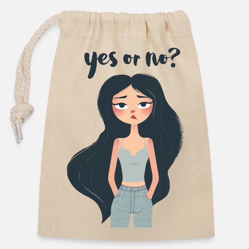 Yes or No? - Closable cotton gift bag (14x20cm) - nature
