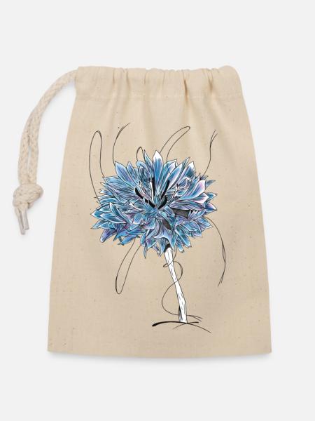 Fleur de bleuet - Sac cadeau en coton avec cordon (14 x 20 cm) - nature