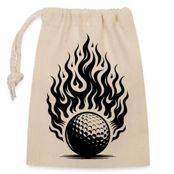 Golfball Abschlag im feurigen Flammen Style - Verschließbarer Geschenkbeutel aus Baumwolle (14x20cm) - Natur - Vorne