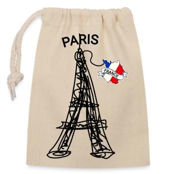 Paris - Eiffel Tower - France Flag Country Map - Closable cotton gift bag (14x20cm) - nature - Front