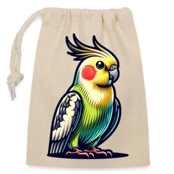 Calopsitte mignonne - Sac cadeau en coton avec cordon (14 x 20 cm) - nature - Devant