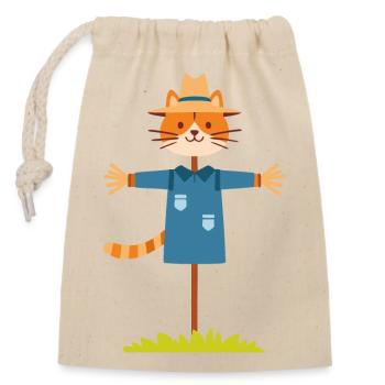 Scarecrow Cat - Closable cotton gift bag (14x20cm) - nature - Front