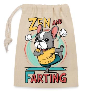 Zen and farting - Closable cotton gift bag (14x20cm) - nature - Front