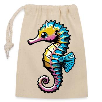Hippocampe - Sac cadeau en coton avec cordon (14 x 20 cm) - nature - Devant