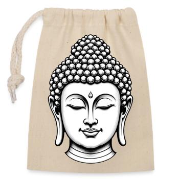 Tête de Bouddha - Sac cadeau en coton avec cordon (14 x 20 cm) - nature - Devant