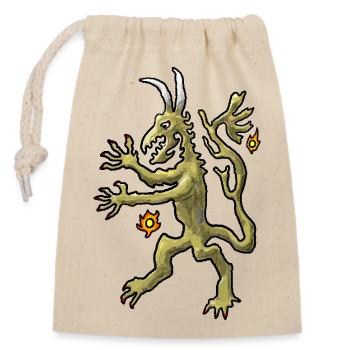 Funny Dragon / Coat of Arms Middle Ages - Closable cotton gift bag (14x20cm) - nature - Front