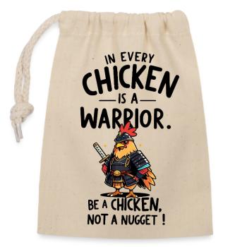 Chicken as a warrior - Closable cotton gift bag (14x20cm) - nature - Front