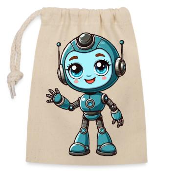 Roboter-Mädchen - Verschließbarer Geschenkbeutel aus Baumwolle (14x20cm) - Natur - Vorne