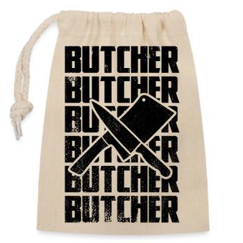 Butcher - Closable cotton gift bag (14x20cm) - nature - Front