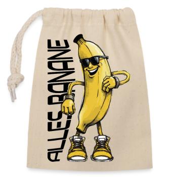 Lustiger Bananen-Charakter mit Sonnenbrille - Verschließbarer Geschenkbeutel aus Baumwolle (14x20cm) - Natur - Vorne