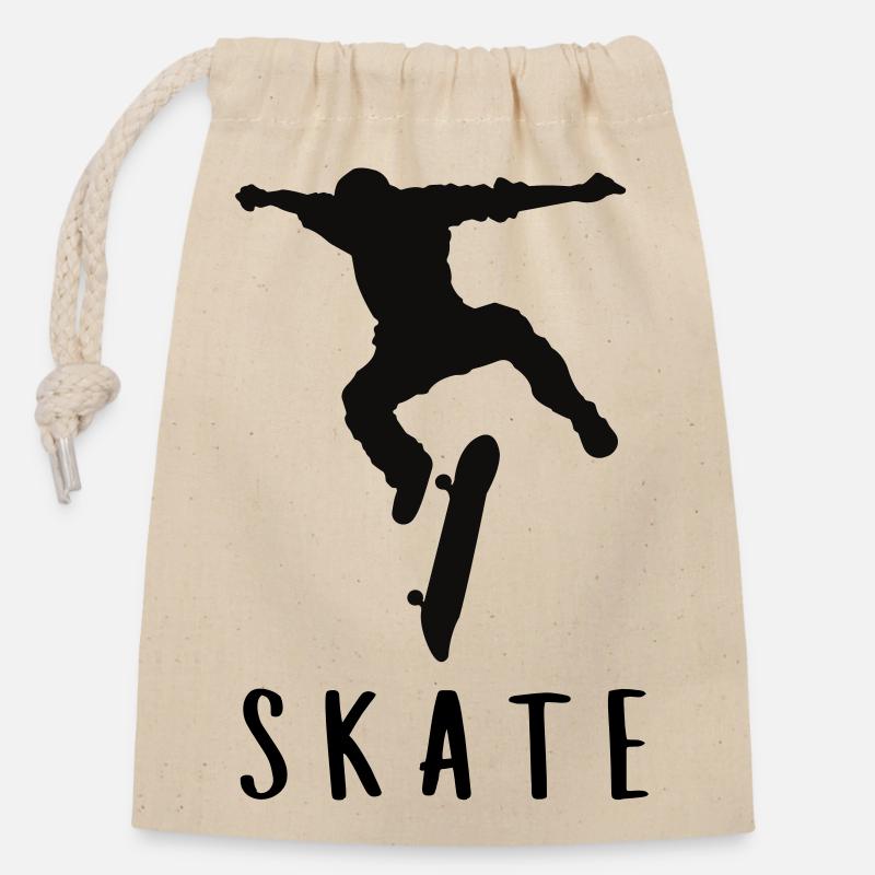 Skater - Verschließbarer Geschenkbeutel aus Baumwolle (14x20cm) - Natur