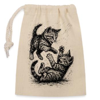 Cat Row - Closable cotton gift bag (14x20cm) - nature - Front