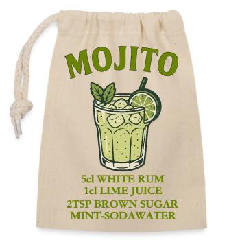 Mojito Design mit Limette und Minze - Verschließbarer Geschenkbeutel aus Baumwolle (14x20cm) - Natur - Vorne