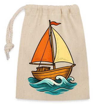 segelboot - Verschließbarer Geschenkbeutel aus Baumwolle (14x20cm) - Natur - Vorne