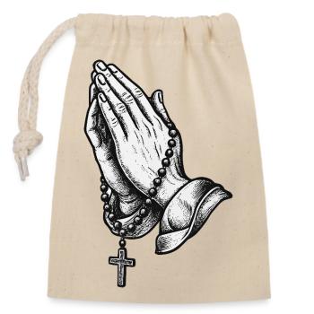 Praying hands - Closable cotton gift bag (14x20cm) - nature - Front