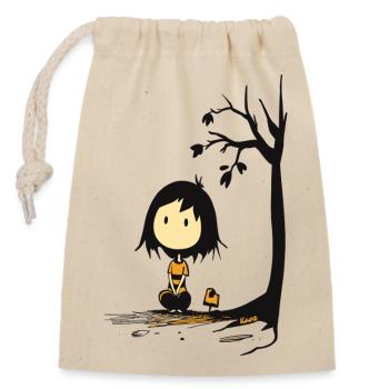Fille fantasque sous un arbre sans étoiles - Sac cadeau en coton avec cordon (14 x 20 cm) - nature - Devant