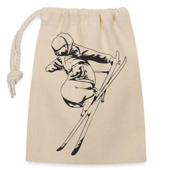 Skifahrer - Verschließbarer Geschenkbeutel aus Baumwolle (14x20cm) - Natur - Vorne