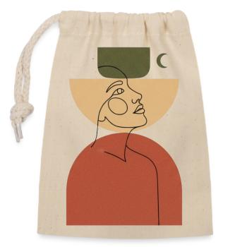 Tête abstraite avec forme géométrique - Sac cadeau en coton avec cordon (14 x 20 cm) - nature - Devant