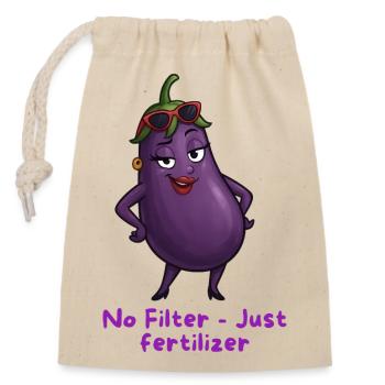 Eggplant Diva Sunglasses Caricature Motif - Closable cotton gift bag (14x20cm) - nature - Front