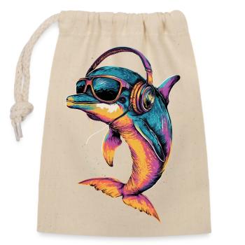 Dauphin Plongeur Dauphins Océan Dauphins mignons Dauphin - Sac cadeau en coton avec cordon (14 x 20 cm) - nature - Devant