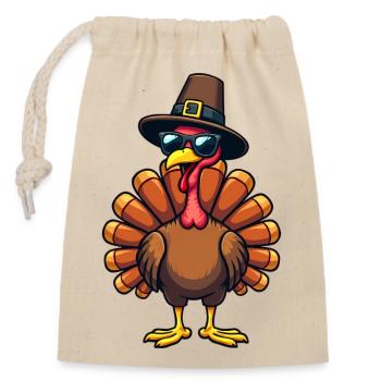 Thanksgiving Lustiger Thanksgiving Truthahn - Verschließbarer Geschenkbeutel aus Baumwolle (14x20cm) - Natur - Vorne