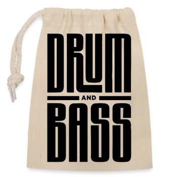 Drum and Bass Fette Typografie - Verschließbarer Geschenkbeutel aus Baumwolle (14x20cm) - Natur - Vorne
