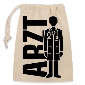 Arzt Doktor - Verschließbarer Geschenkbeutel aus Baumwolle (14x20cm) - Natur - Vorne