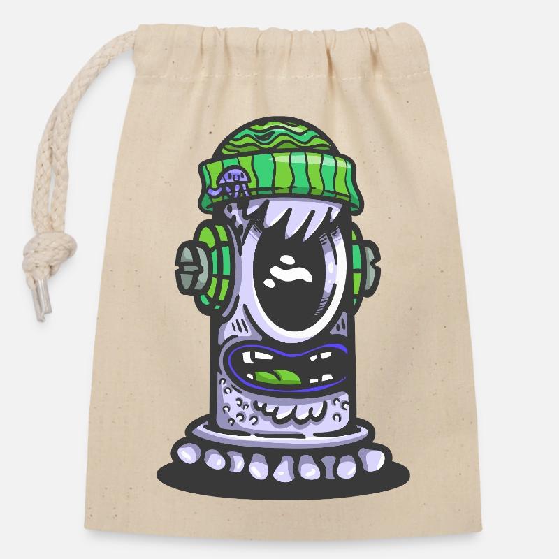 Retro Green Monster Lamp - Closable cotton gift bag (14x20cm) - nature