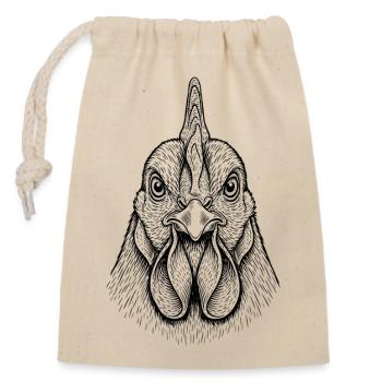 Chicken - Closable cotton gift bag (14x20cm) - nature - Front