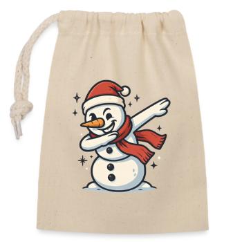 Tamponnement du bonhomme de neige - Sac cadeau en coton avec cordon (14 x 20 cm) - nature - Devant