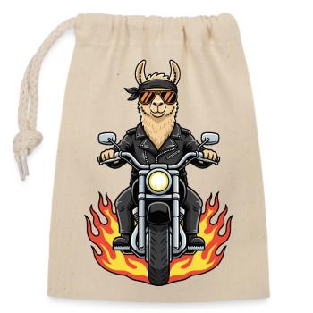 Cool Biker Llama Motorcycle Flames - Closable cotton gift bag (14x20cm) - nature - Front