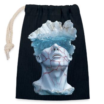 surreal marble statue bust - Closable cotton gift bag (14x20cm) - navy - Front