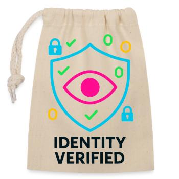 Verified identity, tamper-proof cyber shield - Closable cotton gift bag (14x20cm) - nature - Front