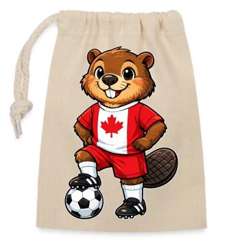 Soccer Beaver Canada Fan Drapeau canadien - Sac cadeau en coton avec cordon (14 x 20 cm) - nature - Devant