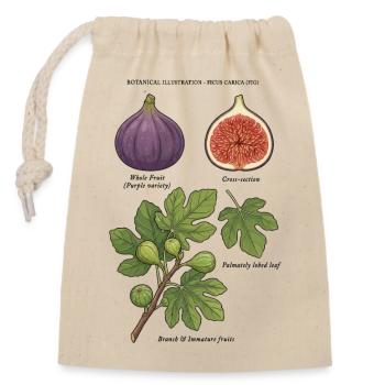 Feigenbaum-Botanische Studie Ficus Carica - Verschließbarer Geschenkbeutel aus Baumwolle (14x20cm) - Natur - Vorne
