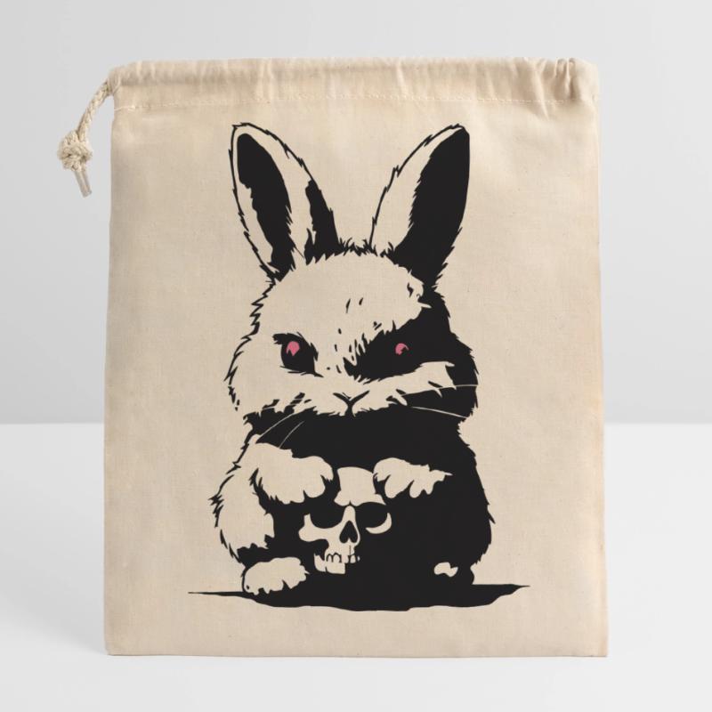 Grumpy bunny Sac cadeau en coton avec cordon (14 x 20 cm)
