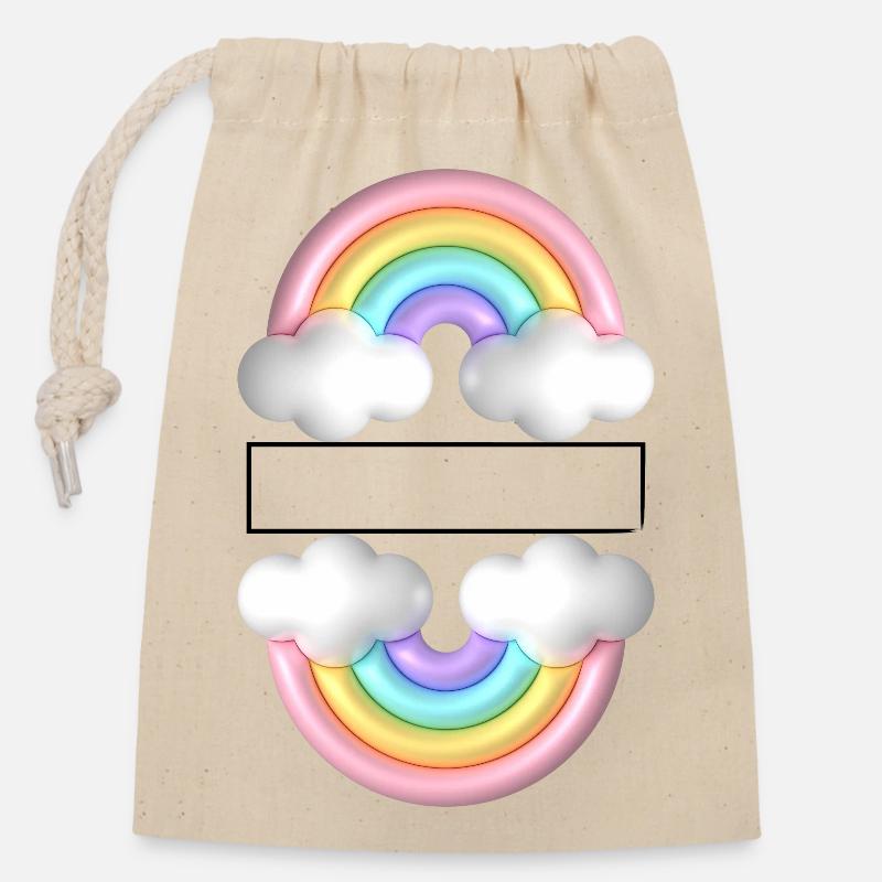 Regenbogen - Verschließbarer Geschenkbeutel aus Baumwolle (14x20cm) - Natur
