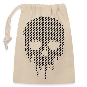 Design graphique de crânes pixelisés - Sac cadeau en coton avec cordon (14 x 20 cm) - nature - Devant