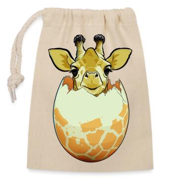 Giraffenschlüpf - Verschließbarer Geschenkbeutel aus Baumwolle (14x20cm) - Natur - Vorne