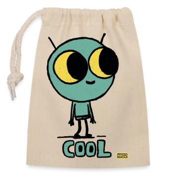 Extraterrestre cosmique mignon aux grands yeux - Sac cadeau en coton avec cordon (14 x 20 cm) - nature - Devant