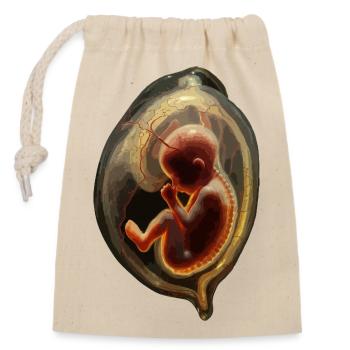 Embryo-Silhouette in der Gebärmutter - Verschließbarer Geschenkbeutel aus Baumwolle (14x20cm) - Natur - Vorne
