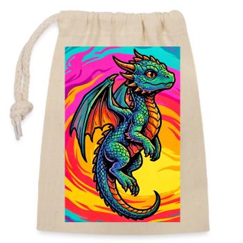 dragon - Closable cotton gift bag (14x20cm) - nature - Front