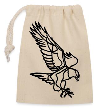 Schwarzer Adler im Flug - Verschließbarer Geschenkbeutel aus Baumwolle (14x20cm) - Natur - Vorne