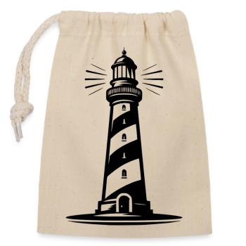 lighthouse - Closable cotton gift bag (14x20cm) - nature - Front