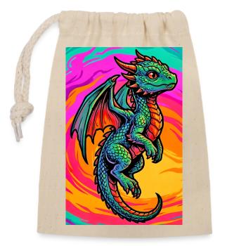 dragon - Closable cotton gift bag (14x20cm) - nature - Front