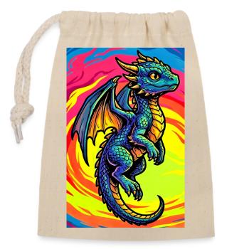 dragon - Closable cotton gift bag (14x20cm) - nature - Front