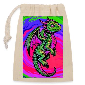 dragon - Closable cotton gift bag (14x20cm) - nature - Front