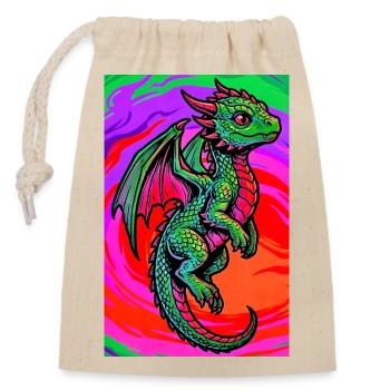 dragon - Closable cotton gift bag (14x20cm) - nature - Front