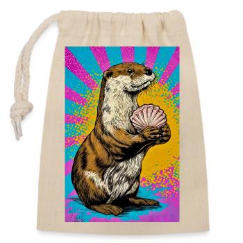 Otter - Verschließbarer Geschenkbeutel aus Baumwolle (14x20cm) - Natur - Vorne