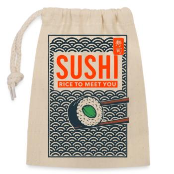 Rice to Meet You - Closable cotton gift bag (14x20cm) - nature - Front